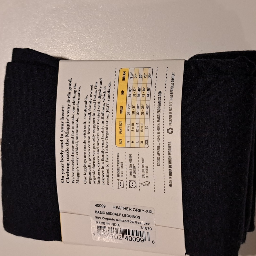 Maggie's Organics Leggings XXL - Picture 3 of 4